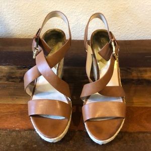 Michael Kors saddle brown leather espadrilles